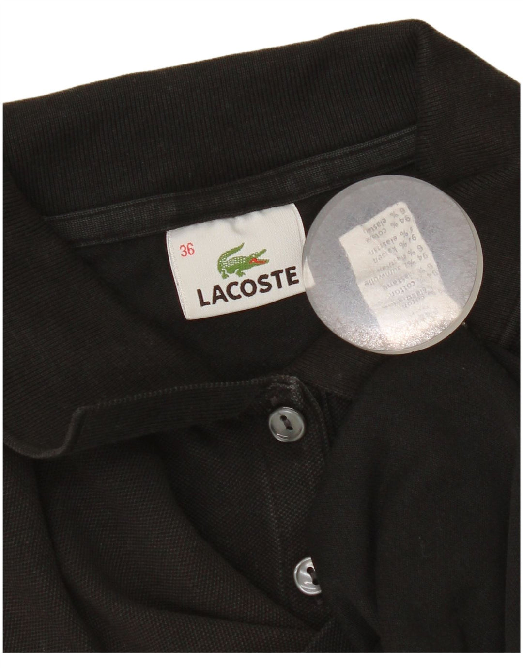 Lacoste Womens Polo Shirt Size 36 Small Black Cotton