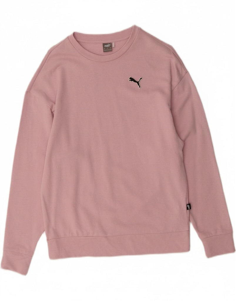 PUMA Womens Oversized Sweatshirt Jumper UK 10 Small Pink Cotton Vintage Puma and Second-Hand Puma from Messina Hembry 