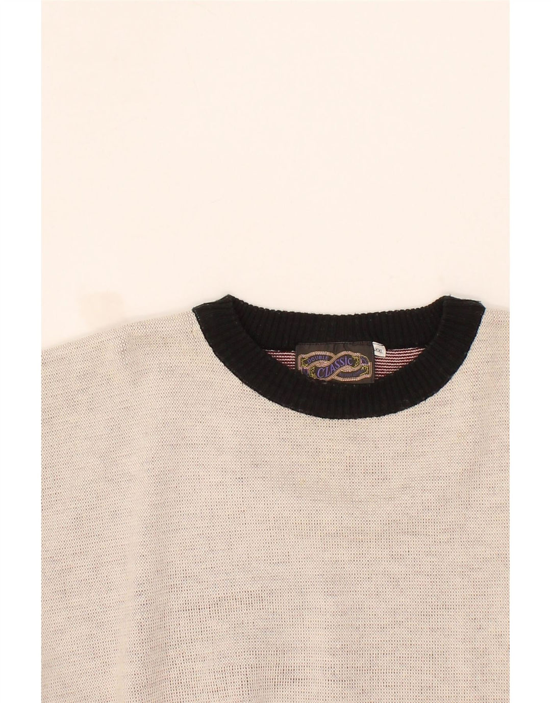 CLASSIC Mens Crew Neck Jumper Sweater 2XL White Fair Isle Acrylic