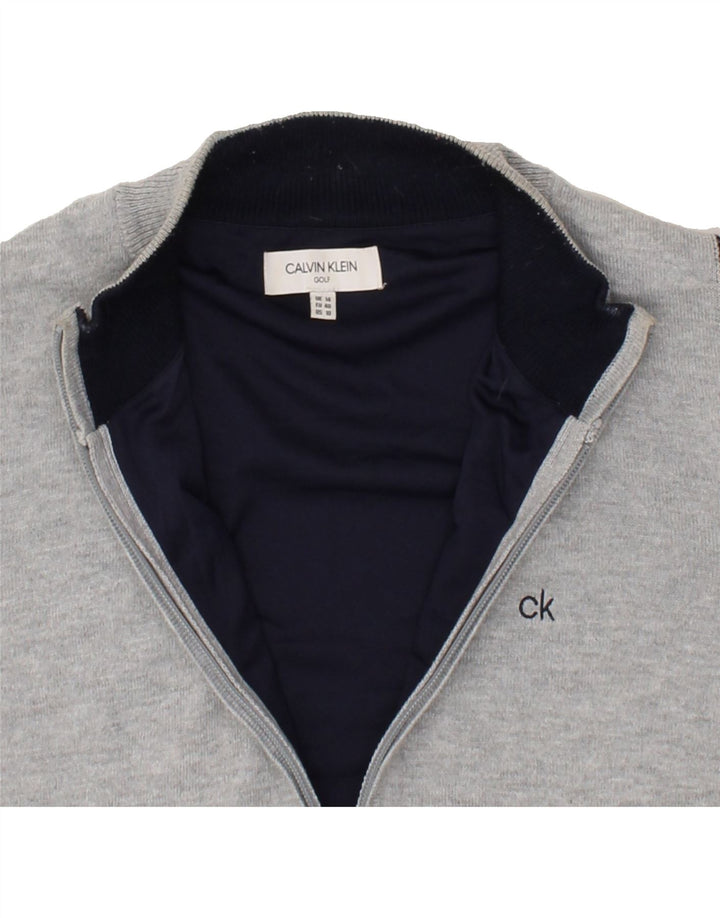 CALVIN KLEIN Womens Tracksuit Top Jacket UK 14 Large Grey Polyester Vintage Calvin Klein and Second-Hand Calvin Klein from Messina Hembry 