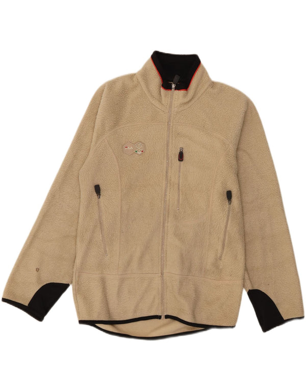 Fila Mens Fleece Jacket UK 36 Small Beige Colourblock Polyester