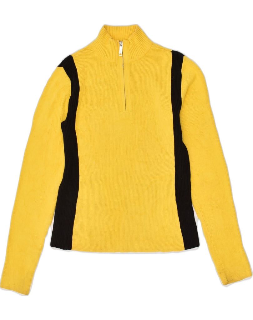 TOMMY HILFIGER Womens Zip Neck Jumper Sweater UK 12 Medium Yellow | Vintage Tommy Hilfiger | Thrift | Second-Hand Tommy Hilfiger | Used Clothing | Messina Hembry 