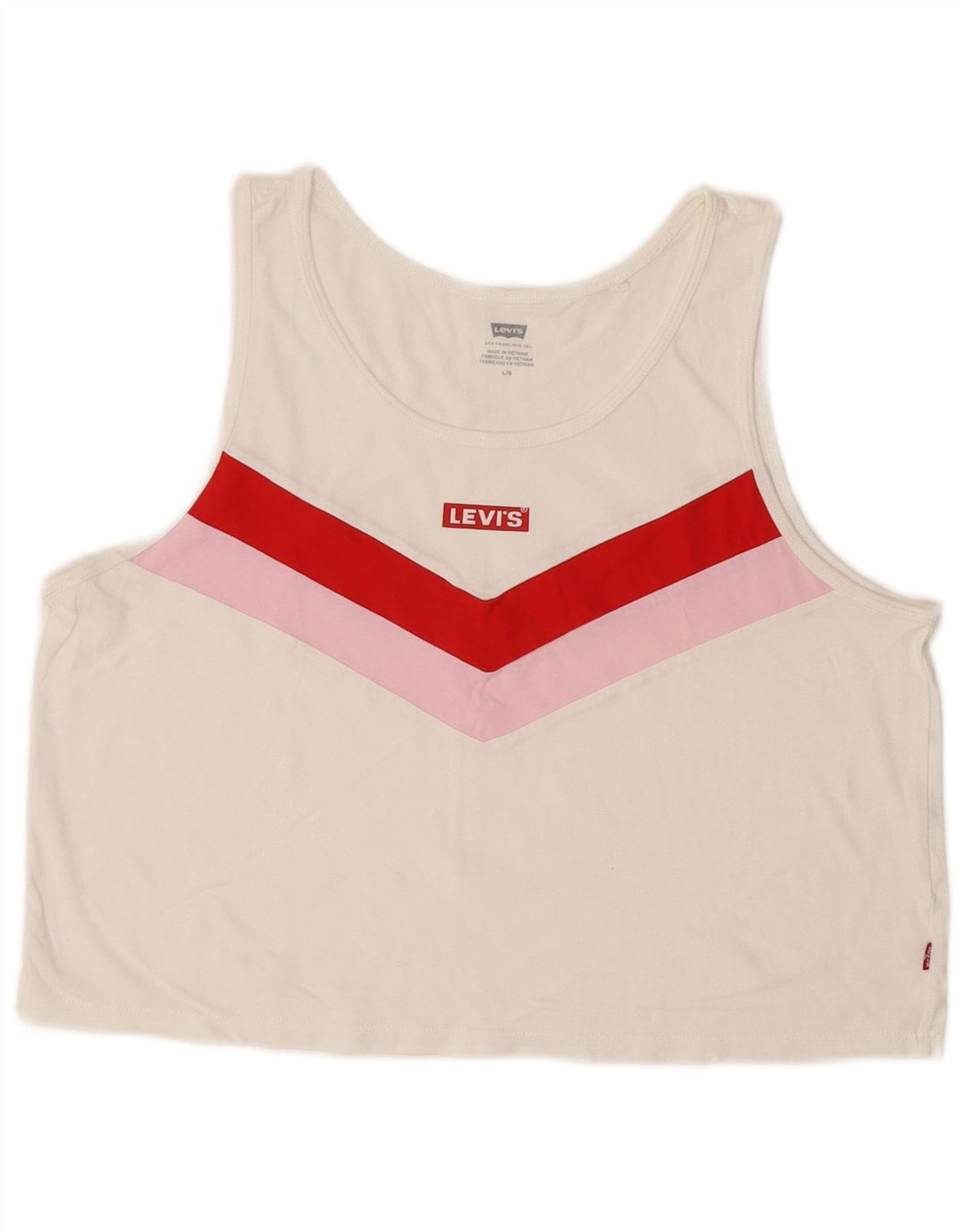 Levi's Womens Crop Graphic Vest Top UK 14 Large White Colourblock