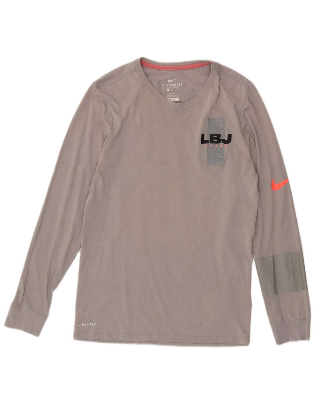 Nike Mens Dri Fit Graphic Top Long Sleeve Small Grey Cotton