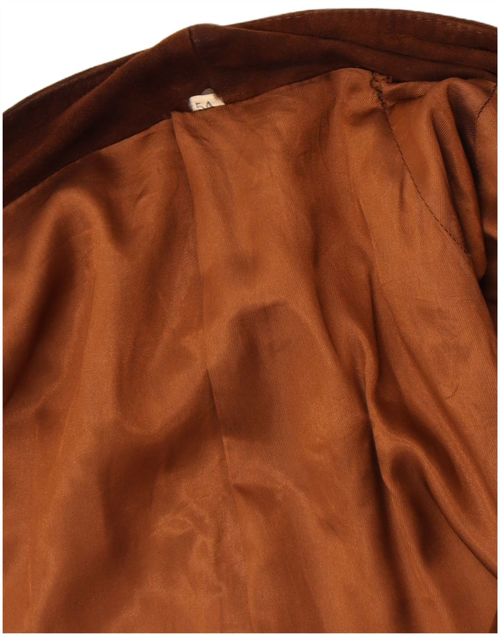 Vintage Mens Suede Jacket IT 54 2XL Brown