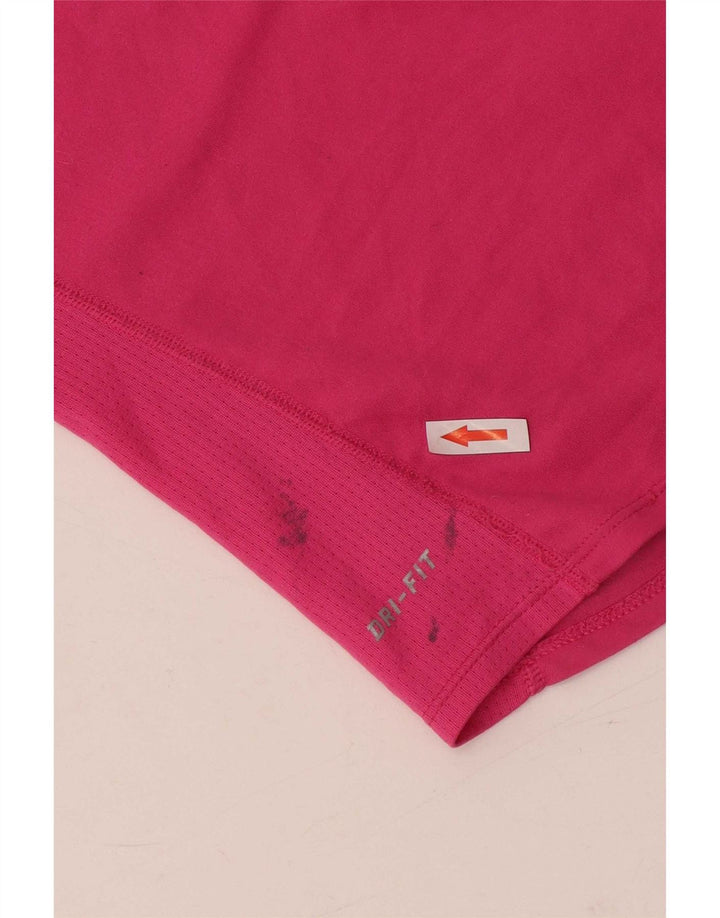 Nike Womens Dri Fit T-Shirt Top UK 14 Medium Pink Polyester