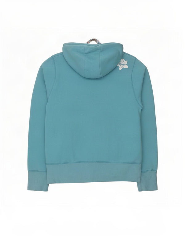 Animal Womens Graphic Oversized Hoodie Jumper UK 10 Small Blue Cotton