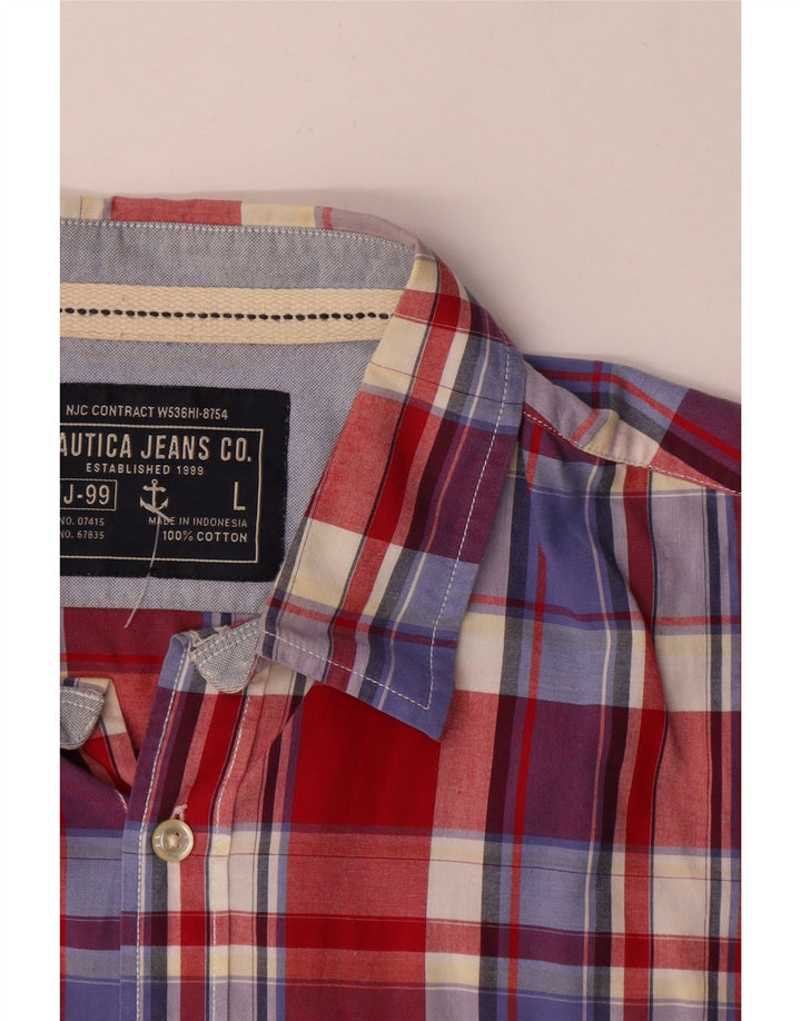 Nautica Mens Short Sleeve Shirt Large Multicoloured Check Cotton