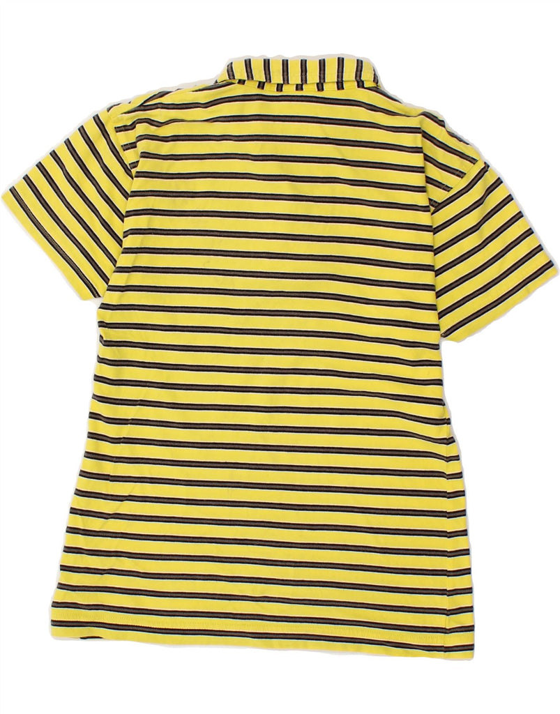 ADIDAS Womens Polo Shirt UK 10 Small Yellow Striped Cotton | Vintage Adidas | Thrift | Second-Hand Adidas | Used Clothing | Messina Hembry 