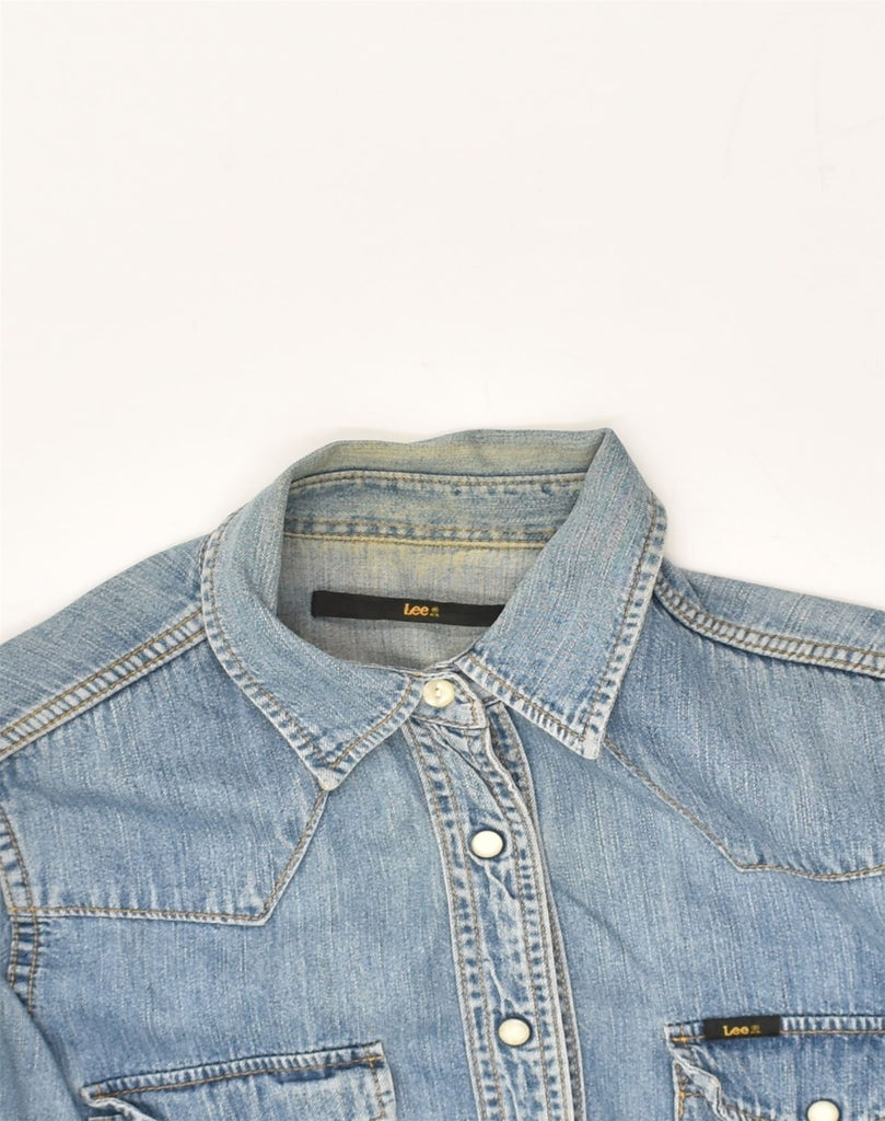 LEE Womens Denim Shirt UK 10 Small Blue Cotton | Vintage Lee | Thrift | Second-Hand Lee | Used Clothing | Messina Hembry 