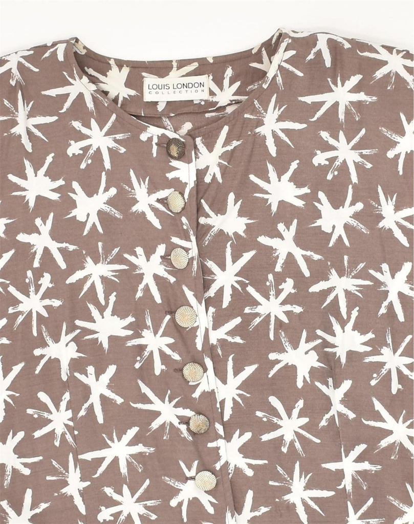 LOUIS LONDON Womens Crazy Pattern Shirt Blouse UK 14 Large Brown Viscose | Vintage Louis London | Thrift | Second-Hand Louis London | Used Clothing | Messina Hembry 