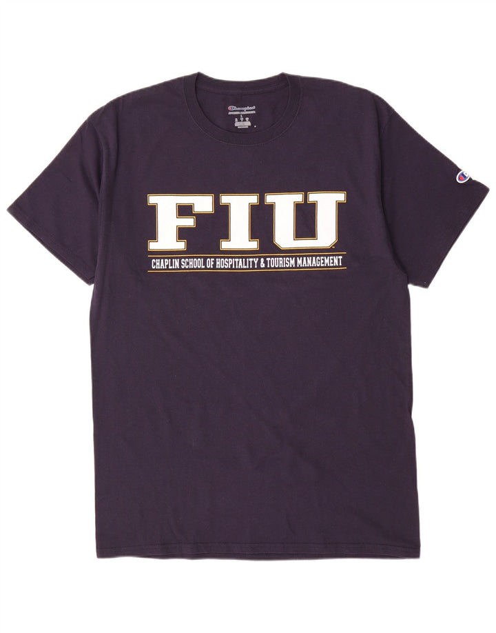 Champion Mens Graphic T-Shirt Top Large Navy Blue Cotton
