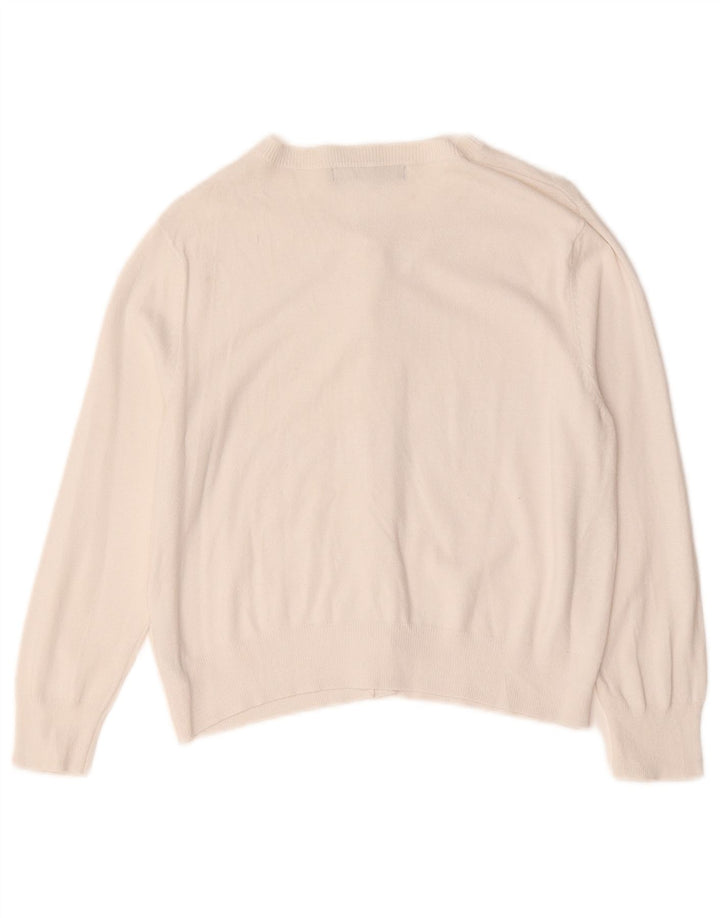 Marks & Spencer Womens 3/4 Sleeve Crop Cardigan Sweater UK 12 Medium White
