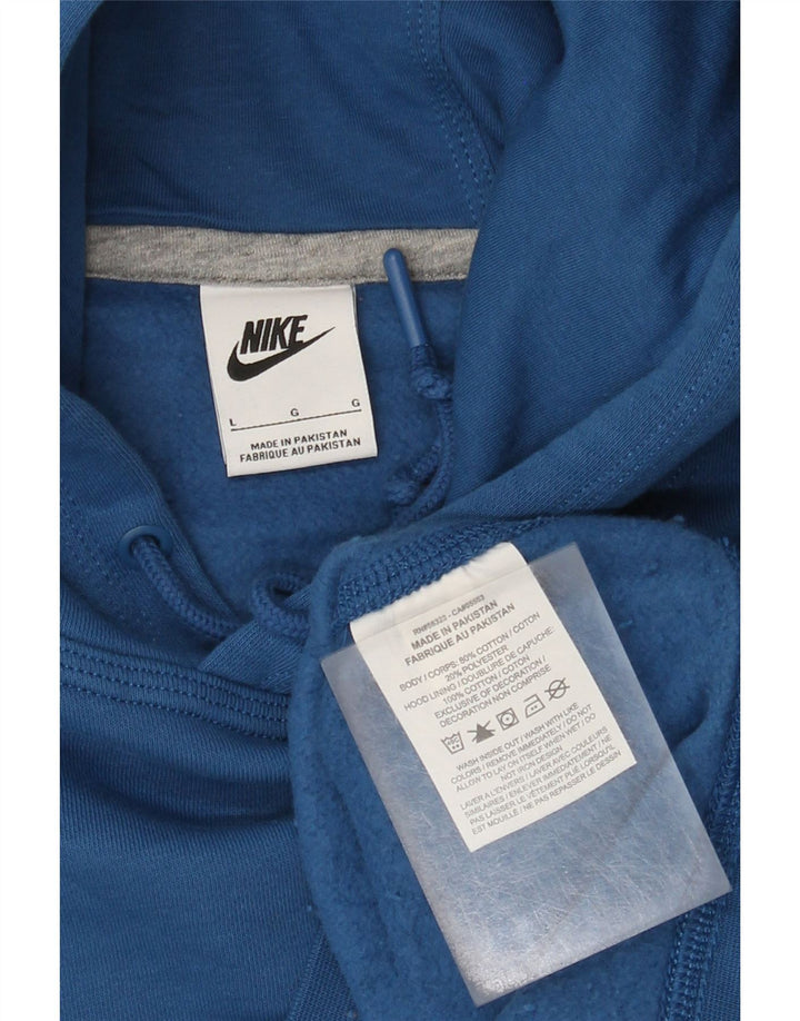 Nike Mens Hoodie Jumper Large Blue Cotton