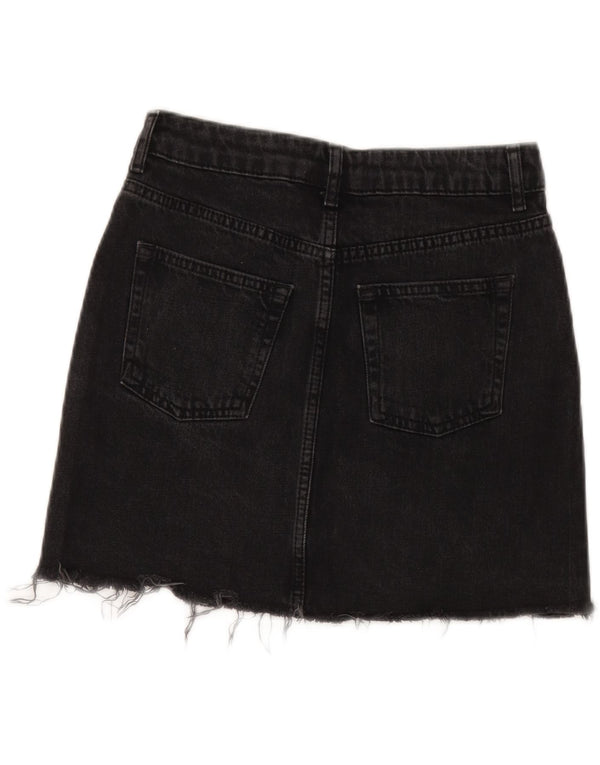 Topshop Womens Denim Skirt UK 8 Small W28  Black Cotton