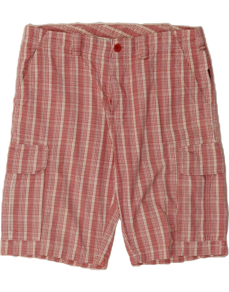 KAPPA Mens Cargo Shorts IT 48 Medium W34 Red Check Cotton Vintage Kappa and Second-Hand Kappa from Messina Hembry 