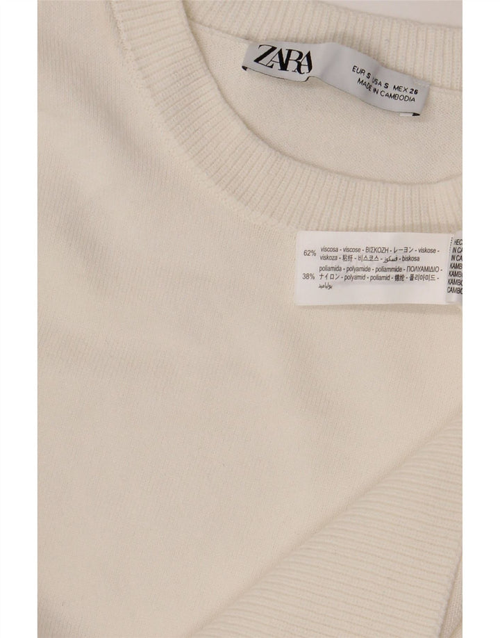 Zara Womens Crew Neck Jumper Sweater UK 10 Small White Viscose