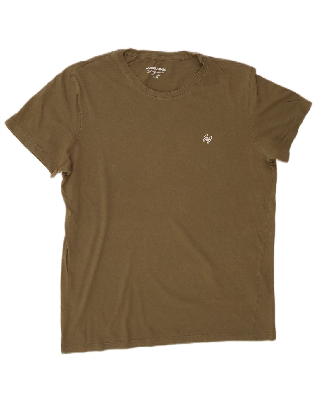 JACK & JONES Mens T-Shirt Top Medium Khaki Cotton