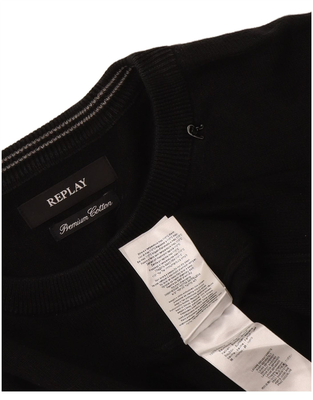 Replay Mens Crew Neck Jumper Sweater 2XL Black Cotton
