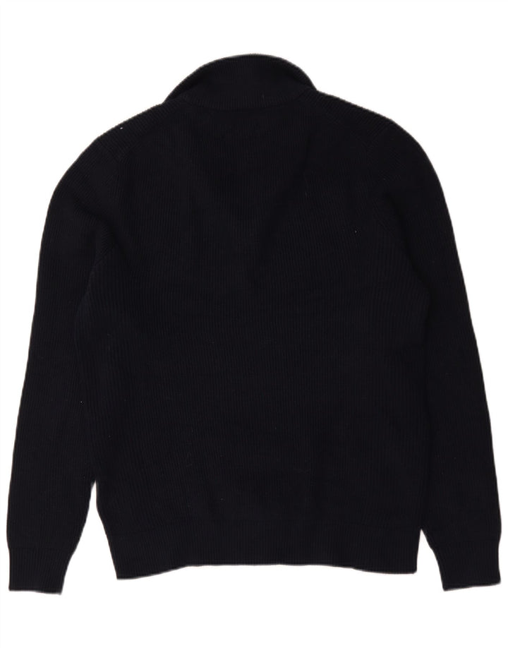 Marks & Spencer Mens Zip Neck Jumper Sweater Medium Navy Blue Cotton