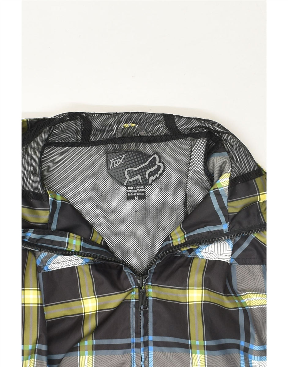 FOX Mens Hooded Rain Jacket Medium Grey Check Polyester | Vintage ...