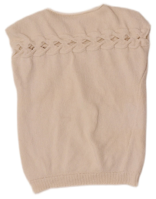 Vintage Girls Vest Tank Top 9-10 Years Beige