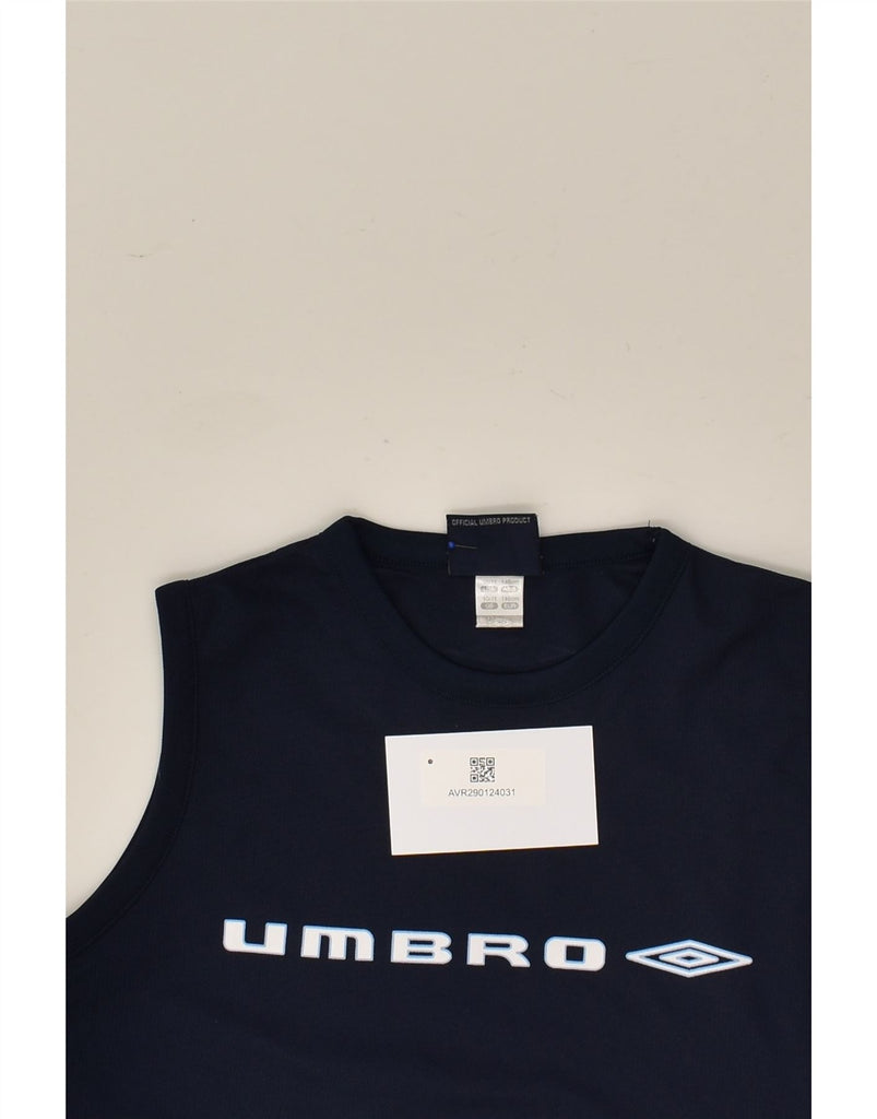 UMBRO Boys Graphic Vest Top 10-11 Years Navy Blue Polyester | Vintage Umbro | Thrift | Second-Hand Umbro | Used Clothing | Messina Hembry 