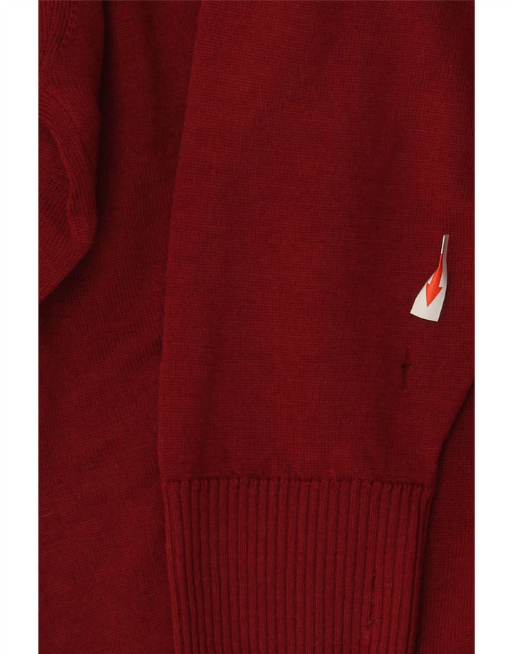 Zara Mens Crew Neck Jumper Sweater Medium Burgundy Wool