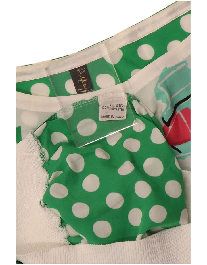 Mario Pucci Cecconi Womens Graphic Blouse Top IT 44 Medium White Polka Dot