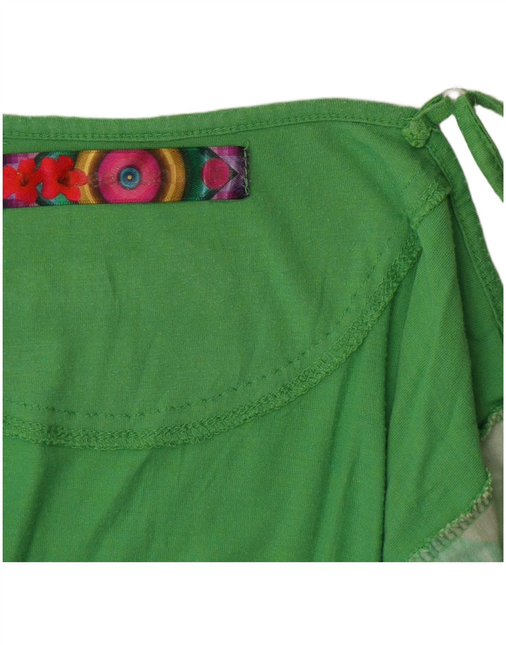 DESIGUAL Womens Graphic Cami Top UK 12 Medium Green Geometric