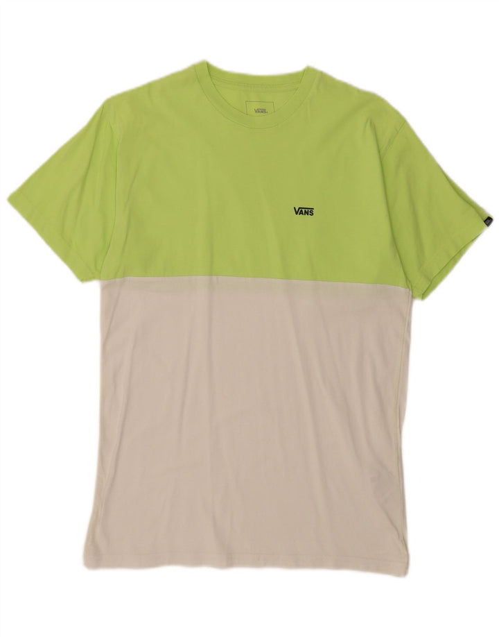 Vans Mens Classic Fit T-Shirt Top Medium Green Colourblock Cotton