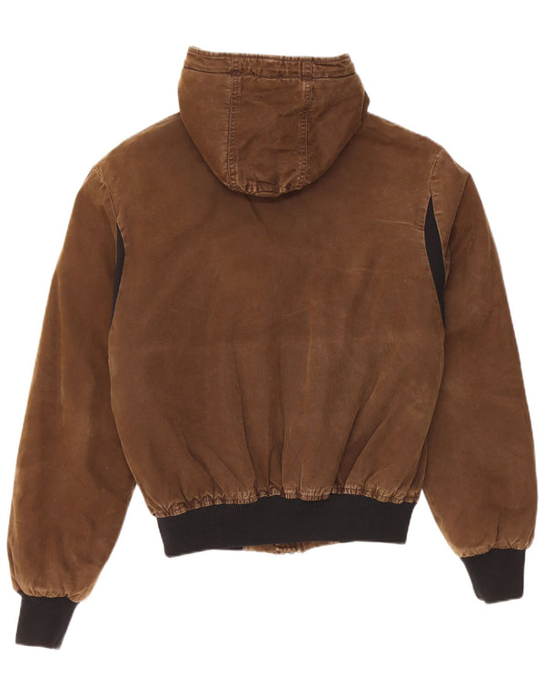 Refrigiwear Mens Hooded Bomber Jacket UK 38 Medium Khaki Colourblock Cotton