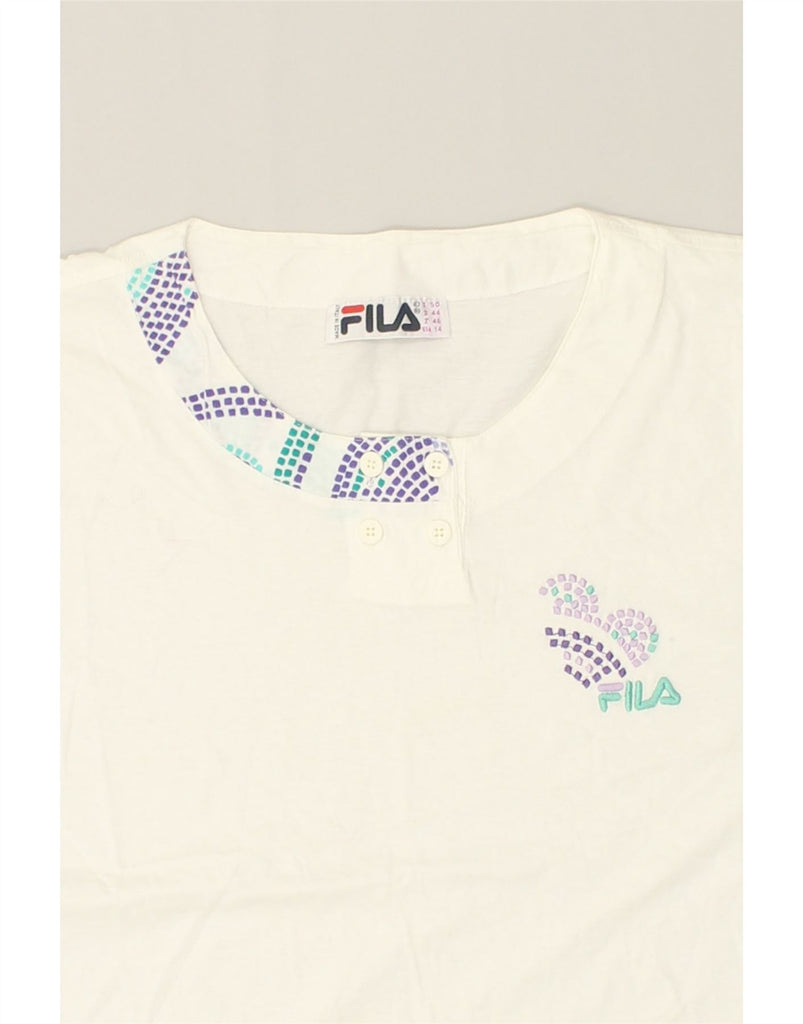 FILA Womens Blouse Top US 14 XL White Cotton | Vintage Fila | Thrift | Second-Hand Fila | Used Clothing | Messina Hembry 