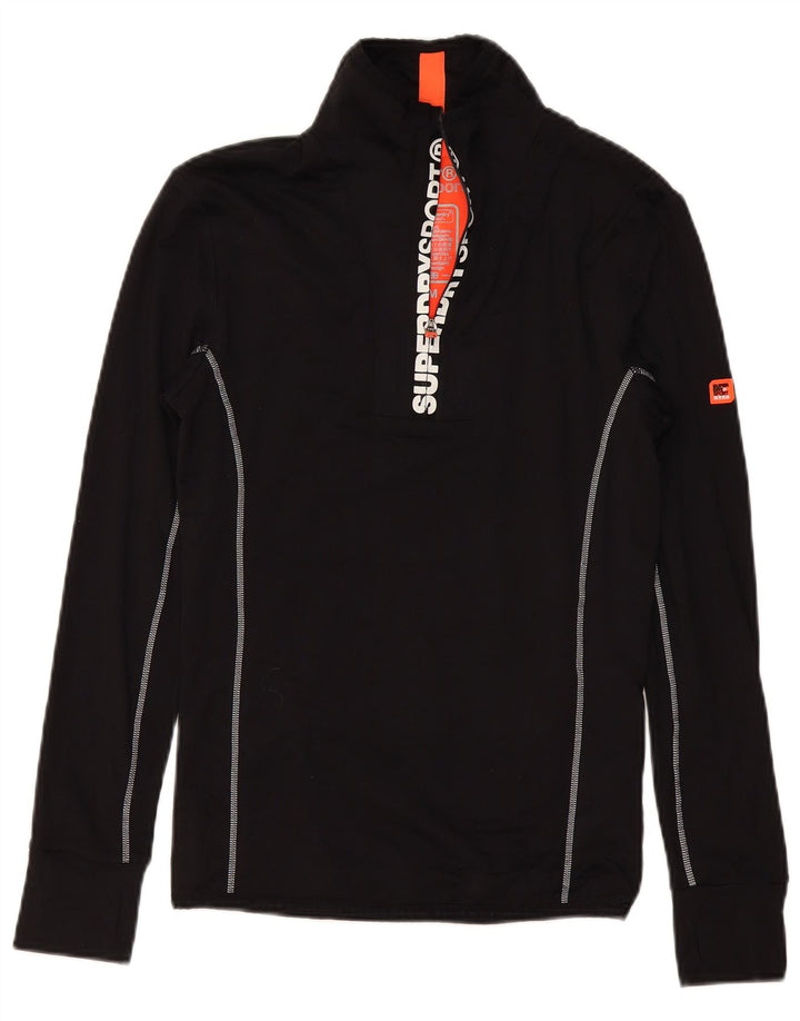 Superdry Mens Graphic Zip Neck Pullover Tracksuit Top Medium Black