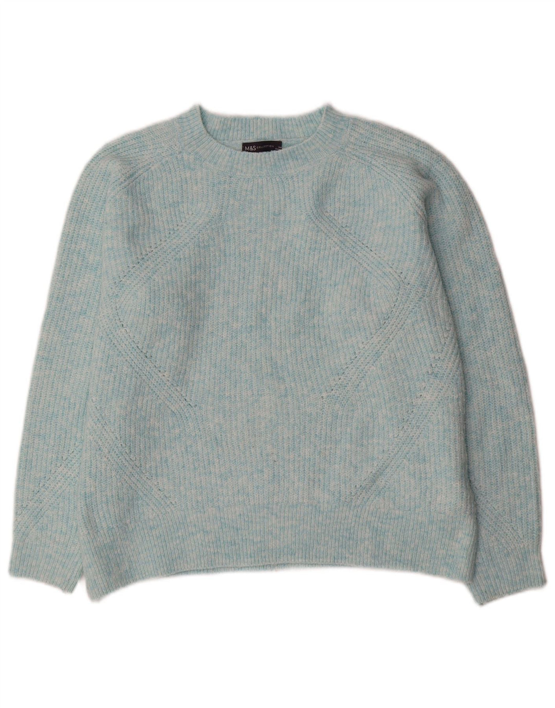 Marks & Spencer Womens Oversized Boat Neck Jumper Sweater UK 14 Medium Blue