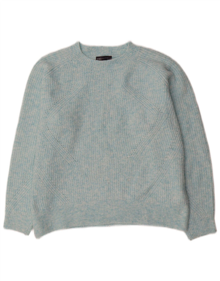 Marks & Spencer Womens Oversized Boat Neck Jumper Sweater UK 14 Medium Blue
