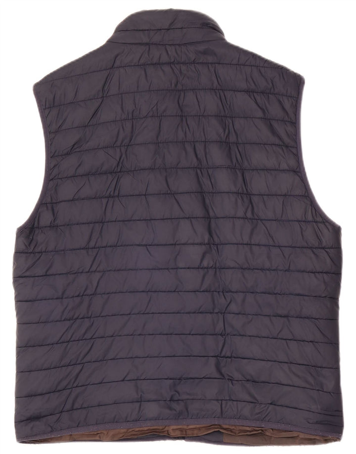 Zara Mens Padded Gilet UK 40 Large Navy Blue Polyester