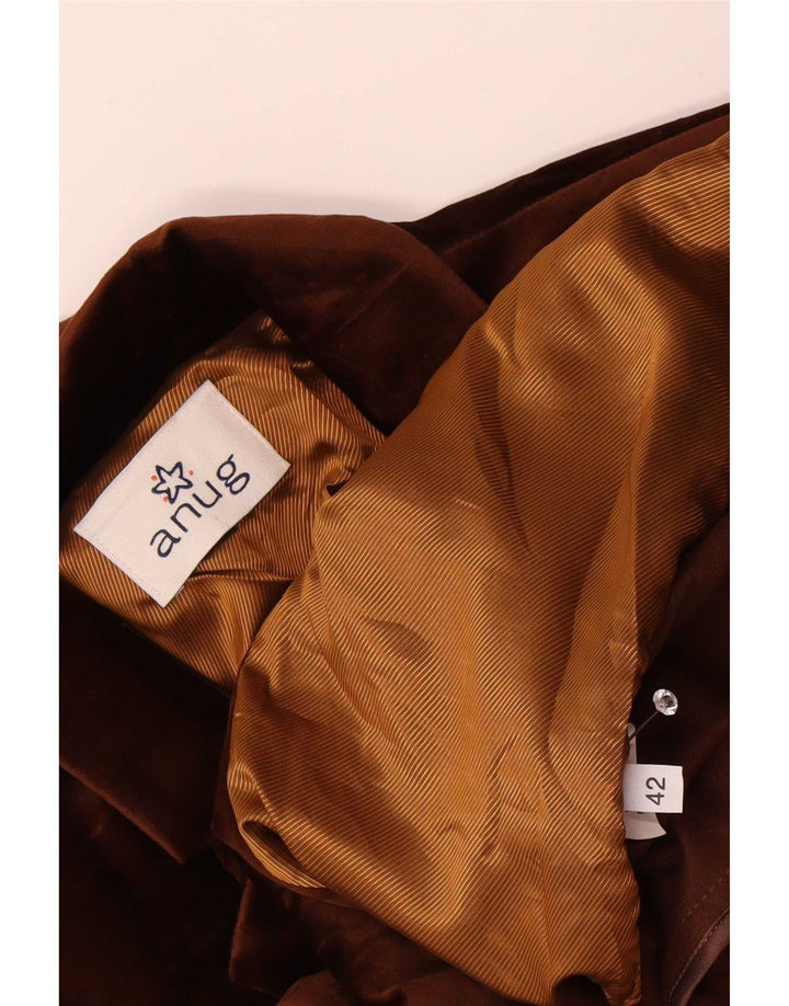 Vintage Womens Velour Blazer Jacket IT 42 Medium Brown Polyester