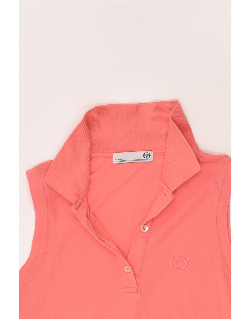 SERGIO TACCHINI Womens Milano Sleeveless Polo Shirt UK 12 Medium Pink | Vintage Sergio Tacchini | Thrift | Second-Hand Sergio Tacchini | Used Clothing | Messina Hembry 