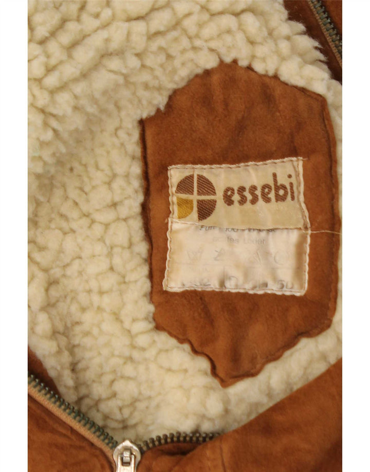 Essebi Mens Suede Bomber Jacket IT 52 XL Beige Leather