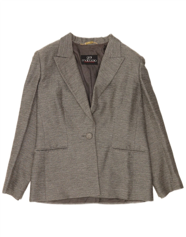 Gai Mattiolo Womens 1 Button Blazer Jacket UK 14 Medium Grey