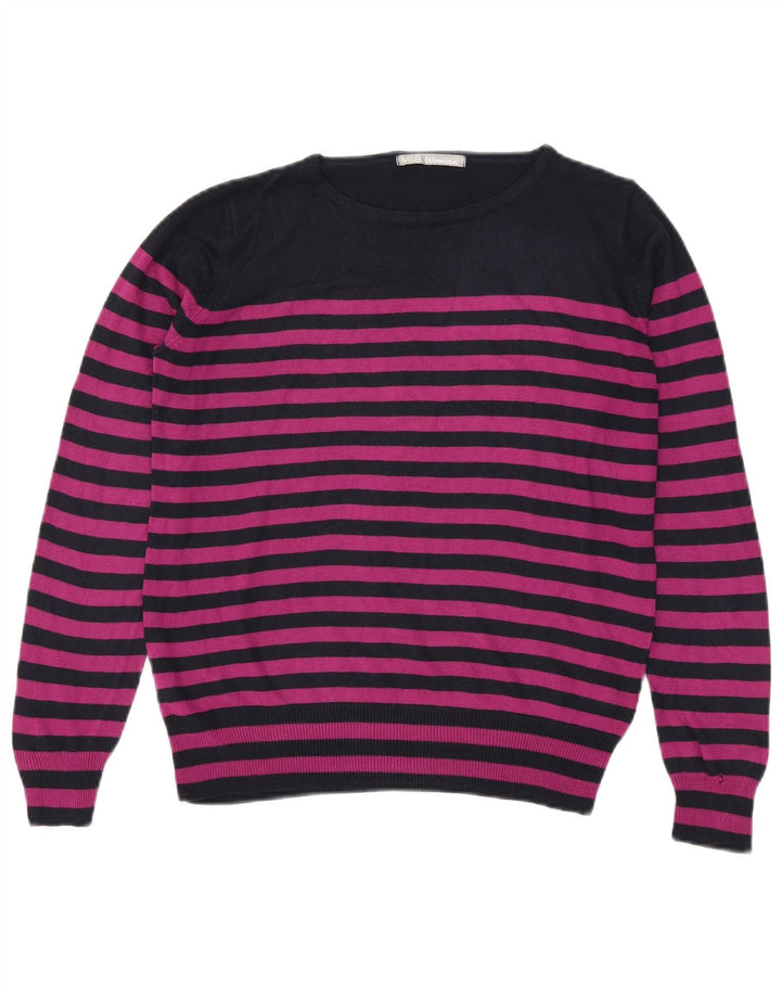 Marks & Spencer Womens Boat Neck Jumper Sweater UK 14 Medium Pink Striped