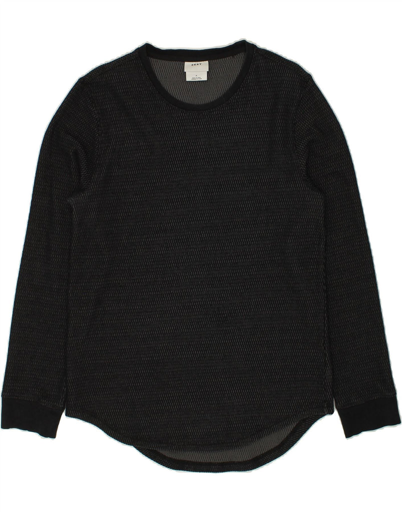 DKNY Womens Top Long Sleeve UK 14 Medium Black Flecked Cotton | Vintage Dkny | Thrift | Second-Hand Dkny | Used Clothing | Messina Hembry 