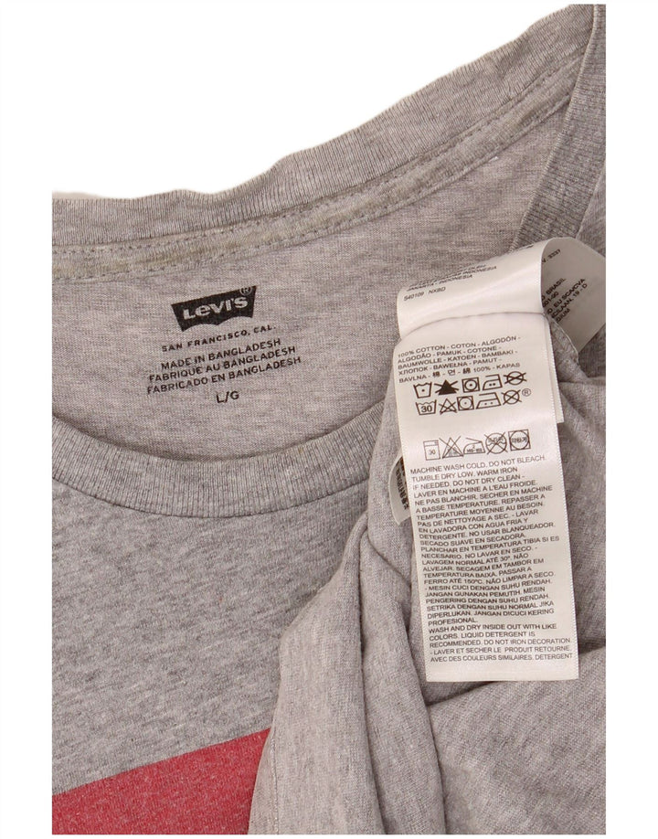 LEVI'S Mens Graphic T-Shirt Top Large Grey Cotton