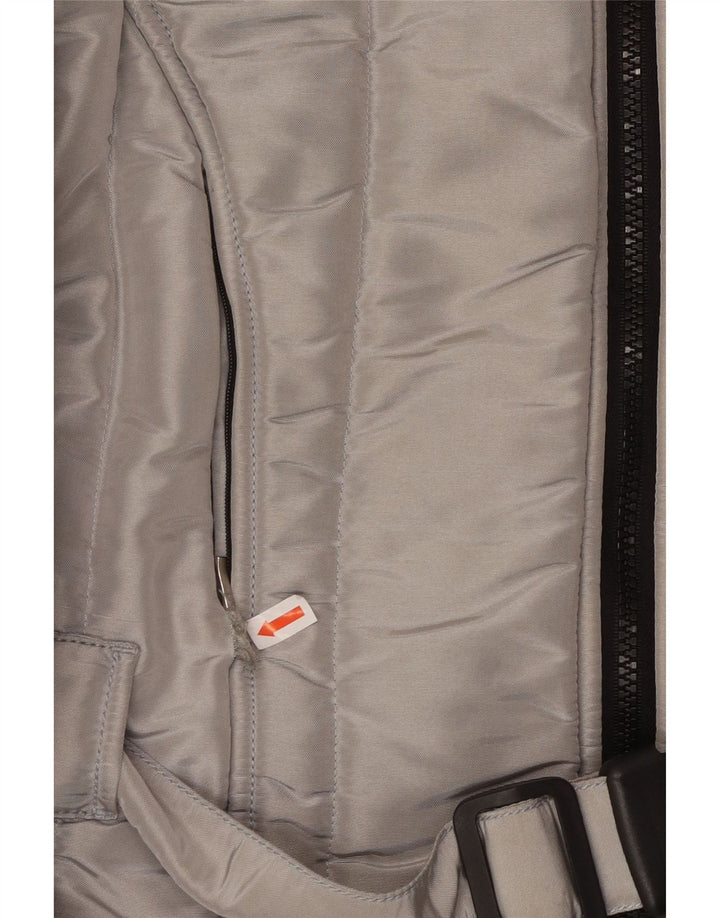 REFRIGIWEAR Womens Cruz Hooded Bomber Jacket UK 14 Large Silver Polyester