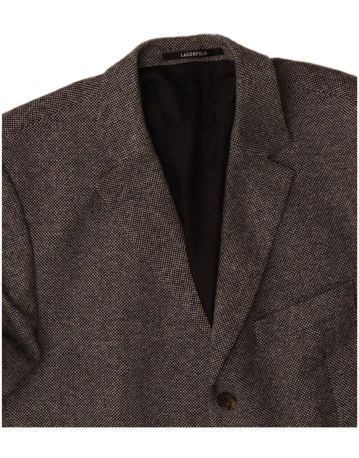 KARL LAGERFELD Mens 3 Button Blazer Jacket UK 40 Large Grey Wool