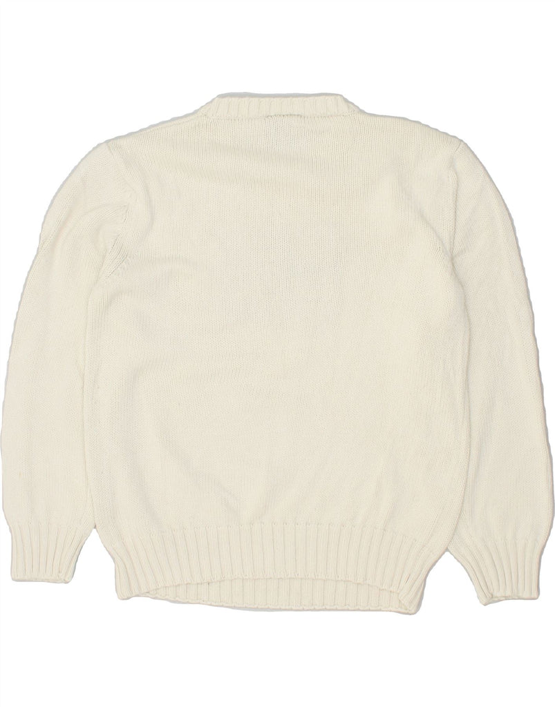 WOOLRICH Boys Graphic Crew Neck Jumper Sweater 11-12 Years Off White Vintage Woolrich and Second-Hand Woolrich from Messina Hembry 