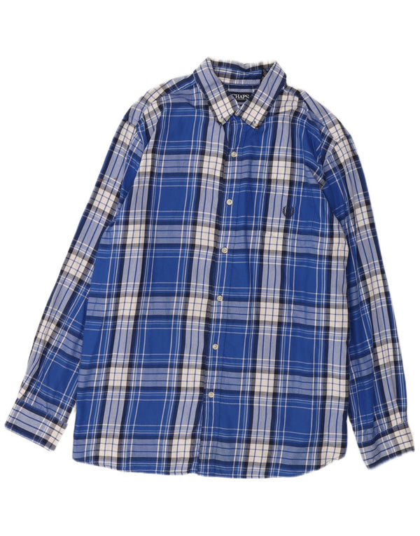 Chaps Mens Flannel Shirt XL Blue Check Cotton