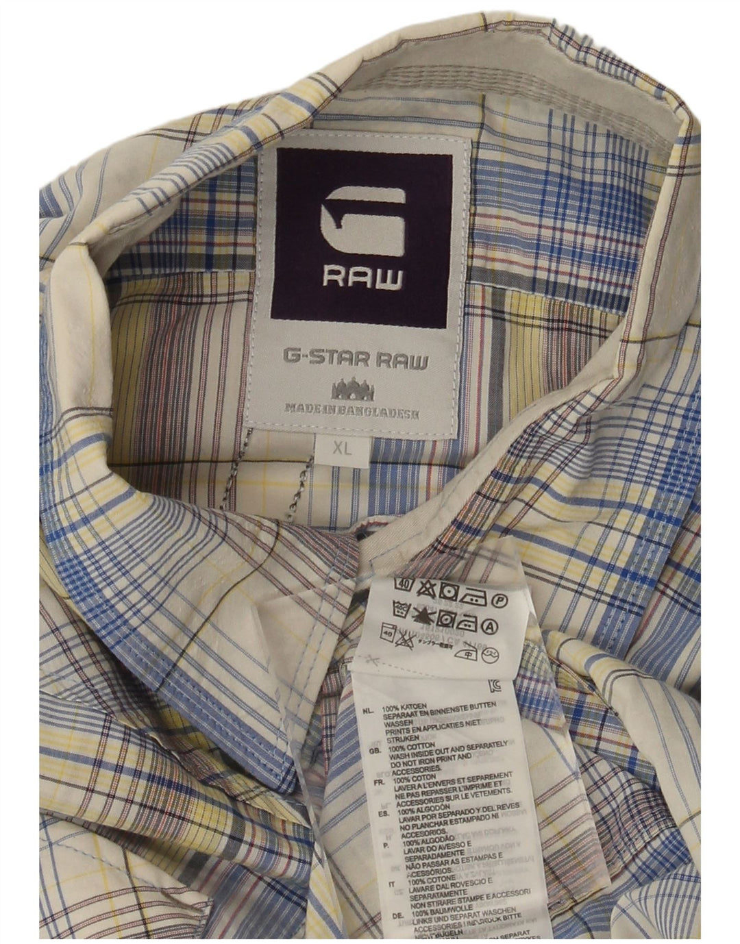 G-Star Mens Graphic Short Sleeve Shirt XL Multicoloured Plaid Cotton