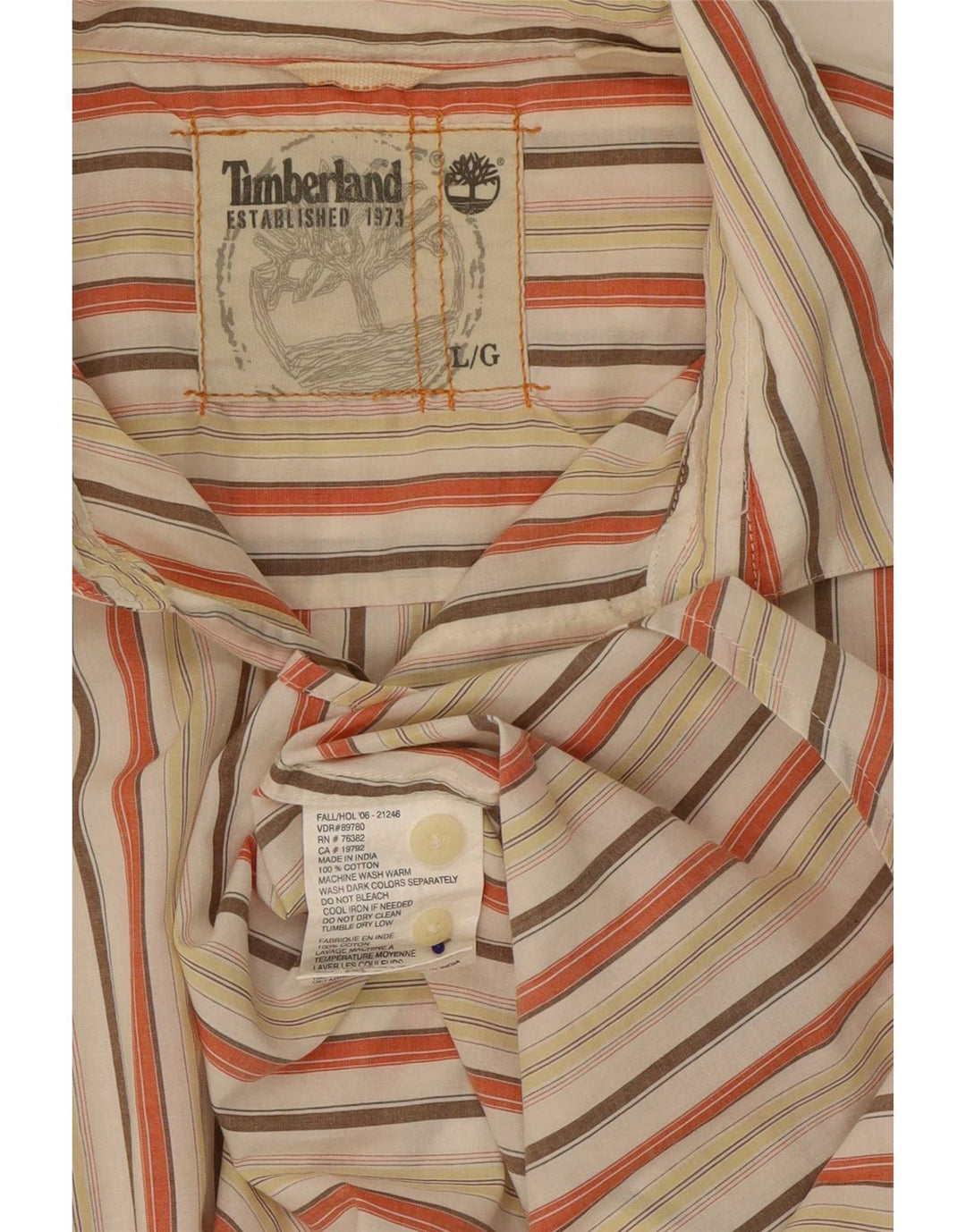 Timberland Mens Shirt Large Multicoloured Striped Cotton